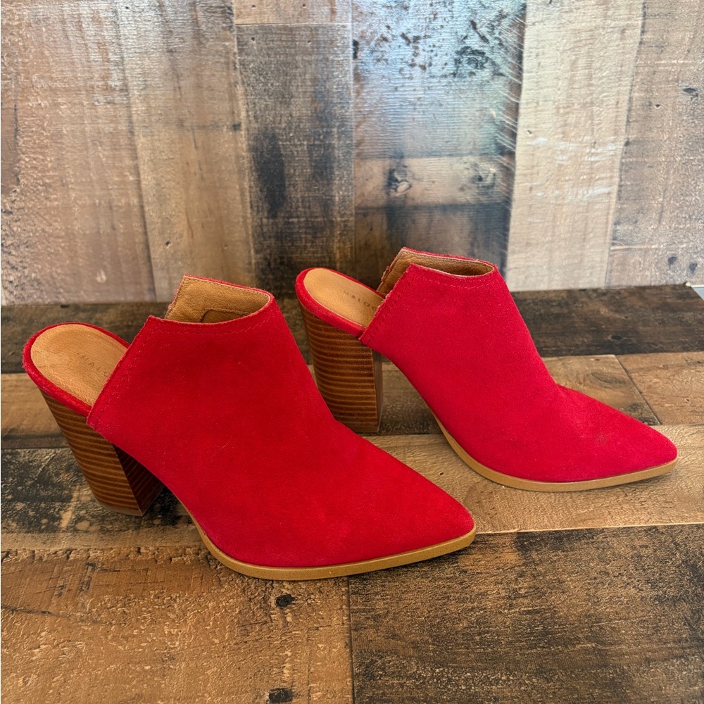 Red Suede Mules - Picture 2 of 6